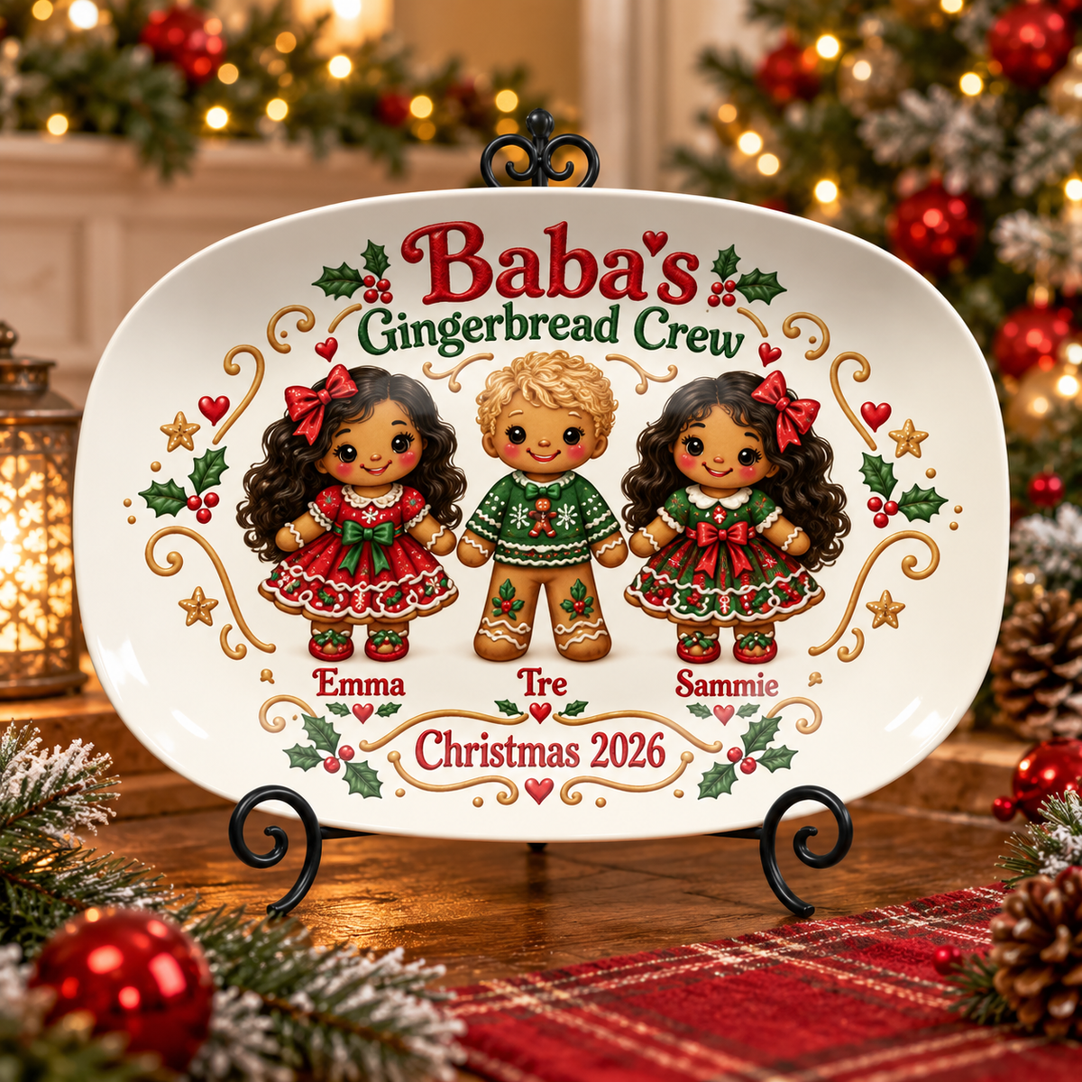 Personalized Baba’s Gingerbread Crew Christmas Platter