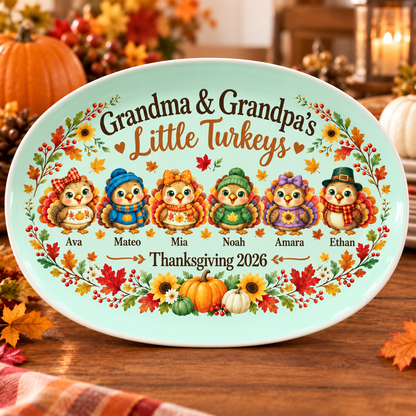 Personalized Grandma & Grandpa’s Little Turkeys Thanksgiving Platter