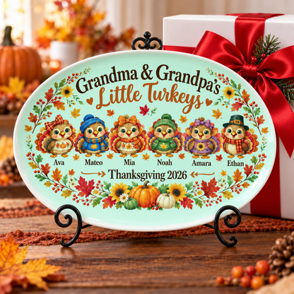 Personalized Grandma & Grandpa’s Little Turkeys Thanksgiving Platter
