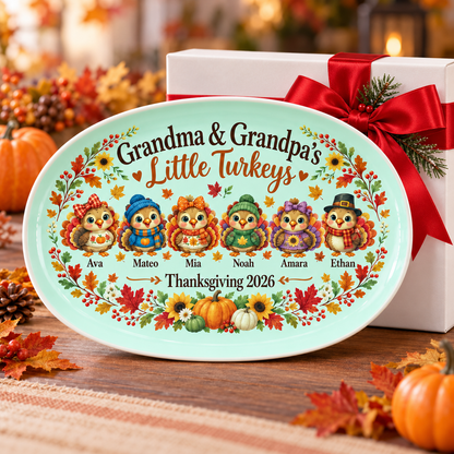 Personalized Grandma & Grandpa’s Little Turkeys Thanksgiving Platter