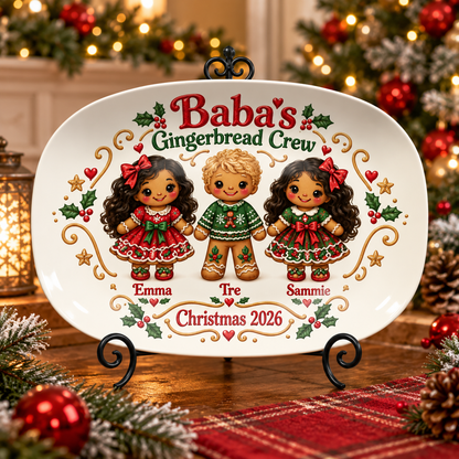 Personalized Baba’s Gingerbread Crew Christmas Platter