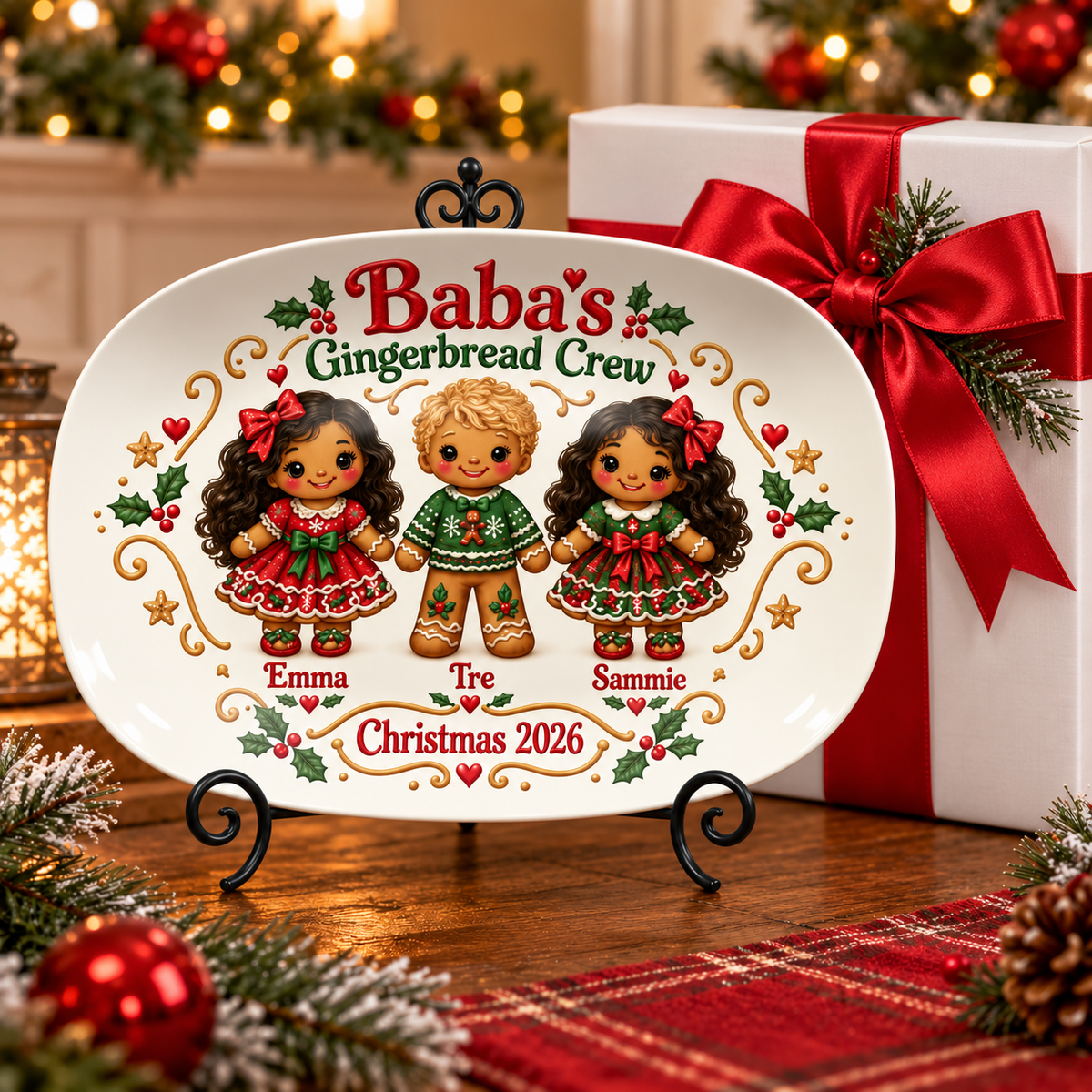 Personalized Baba’s Gingerbread Crew Christmas Platter